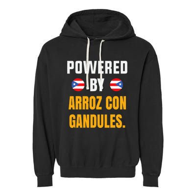 Funny Puerto Rico Flag Powered By Arroz Con Gandules Garment-Dyed Fleece Hoodie