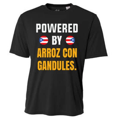 Funny Puerto Rico Flag Powered By Arroz Con Gandules Cooling Performance Crew T-Shirt