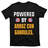 Funny Puerto Rico Flag Powered By Arroz Con Gandules T-Shirt