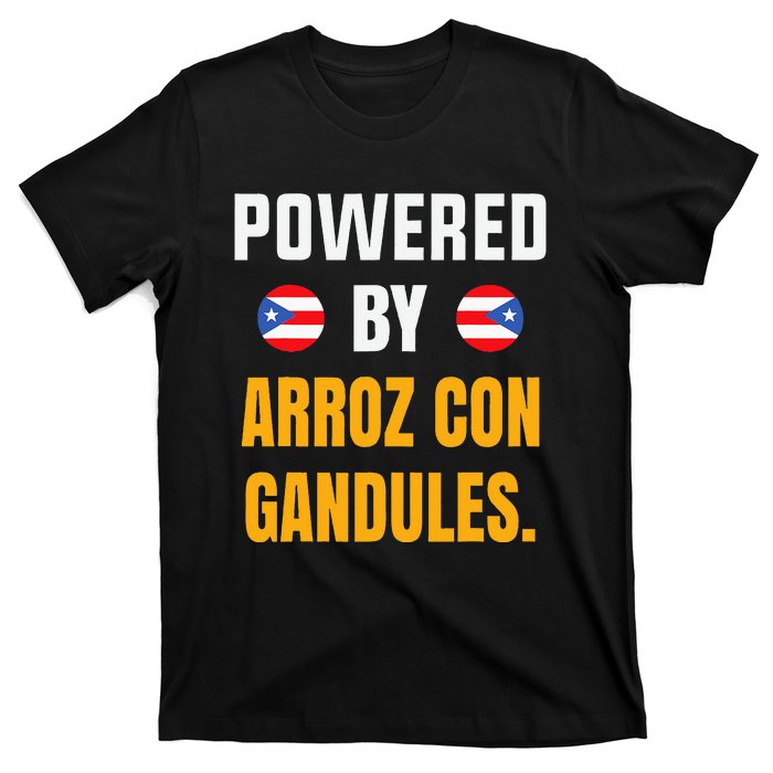 Funny Puerto Rico Flag Powered By Arroz Con Gandules T-Shirt