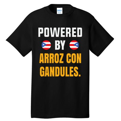 Funny Puerto Rico Flag Powered By Arroz Con Gandules Tall T-Shirt