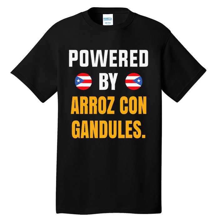 Funny Puerto Rico Flag Powered By Arroz Con Gandules Tall T-Shirt