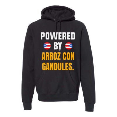 Funny Puerto Rico Flag Powered By Arroz Con Gandules Premium Hoodie