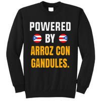 Funny Puerto Rico Flag Powered By Arroz Con Gandules Tall Sweatshirt