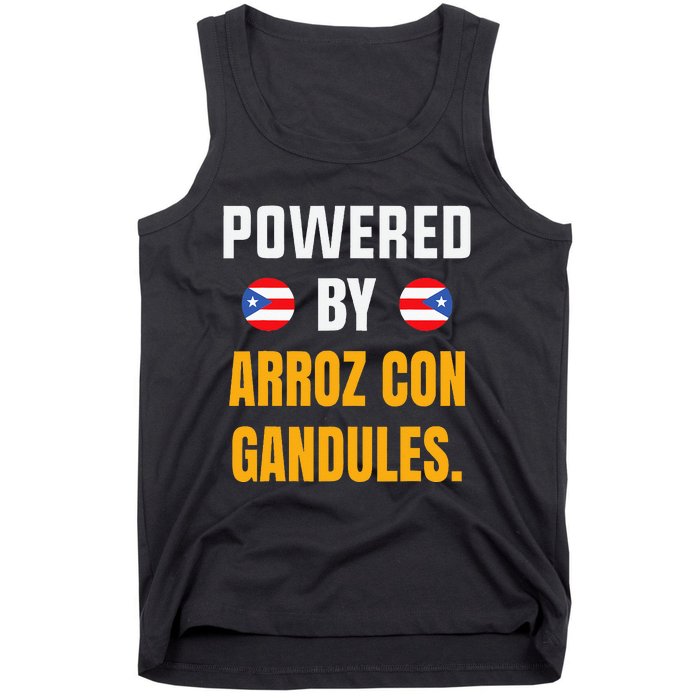 Funny Puerto Rico Flag Powered By Arroz Con Gandules Tank Top