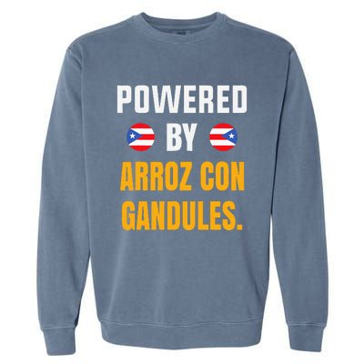 Funny Puerto Rico Flag Powered By Arroz Con Gandules Garment-Dyed Sweatshirt