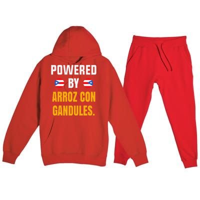 Funny Puerto Rico Flag Powered By Arroz Con Gandules Premium Hooded Sweatsuit Set