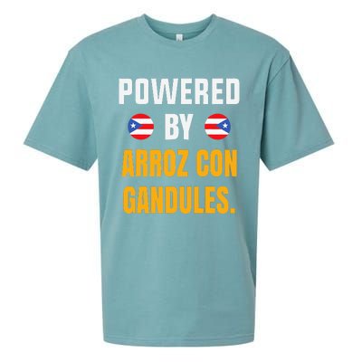 Funny Puerto Rico Flag Powered By Arroz Con Gandules Sueded Cloud Jersey T-Shirt