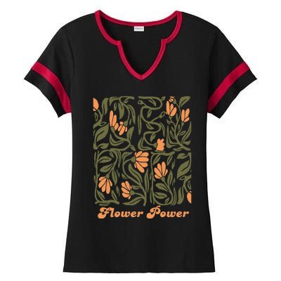 Flower Power Retro 60s & 70s Vibe Ladies Halftime Notch Neck Tee