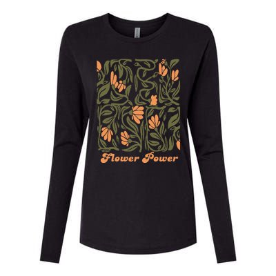 Flower Power Retro 60s & 70s Vibe Womens Cotton Relaxed Long Sleeve T-Shirt