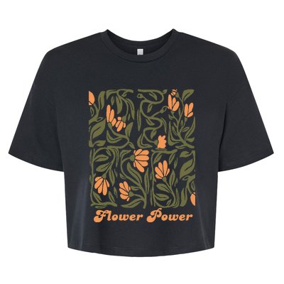 Flower Power Retro 60s & 70s Vibe Bella+Canvas Jersey Crop Tee