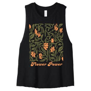 Flower Power Retro 60s & 70s Vibe Women's Racerback Cropped Tank