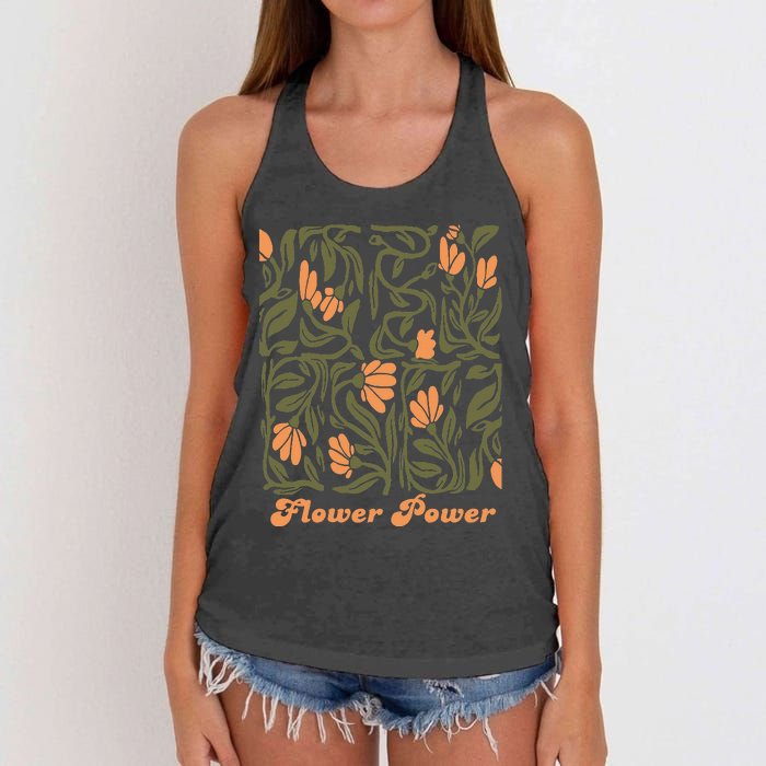 Flower Power Retro 60s & 70s Vibe Women's Knotted Racerback Tank