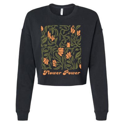 Flower Power Retro 60s & 70s Vibe Cropped Pullover Crew