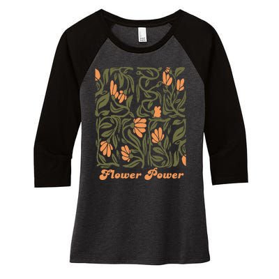 Flower Power Retro 60s & 70s Vibe Women's Tri-Blend 3/4-Sleeve Raglan Shirt