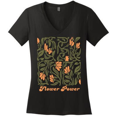 Flower Power Retro 60s & 70s Vibe Women's V-Neck T-Shirt