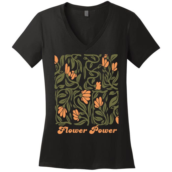 Flower Power Retro 60s & 70s Vibe Women's V-Neck T-Shirt