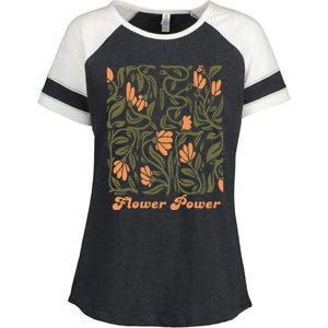 Flower Power Retro 60s & 70s Vibe Enza Ladies Jersey Colorblock Tee