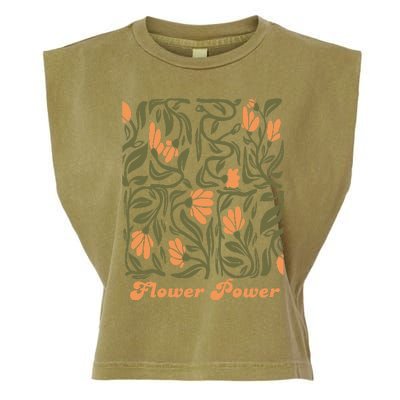 Flower Power Retro 60s & 70s Vibe Garment-Dyed Women's Muscle Tee