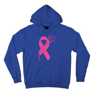 Feather Pink Ribbon Fight Cancer Breast Cancer Warrior Cute Gift Tall Hoodie