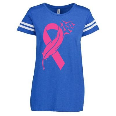 Feather Pink Ribbon Fight Cancer Breast Cancer Warrior Cute Gift Enza Ladies Jersey Football T-Shirt