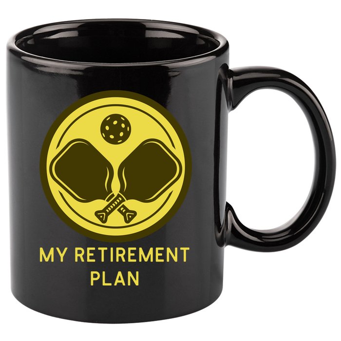 Funny Pickleball Retired Retirement Plan 11oz C Handle Ceramic Mug