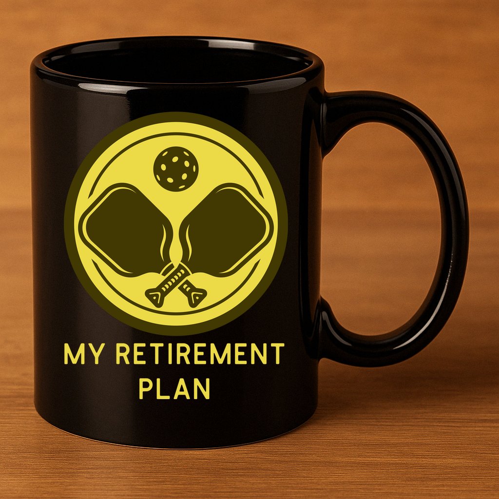 Funny Pickleball Retired Retirement Plan 11oz C Handle Ceramic Mug