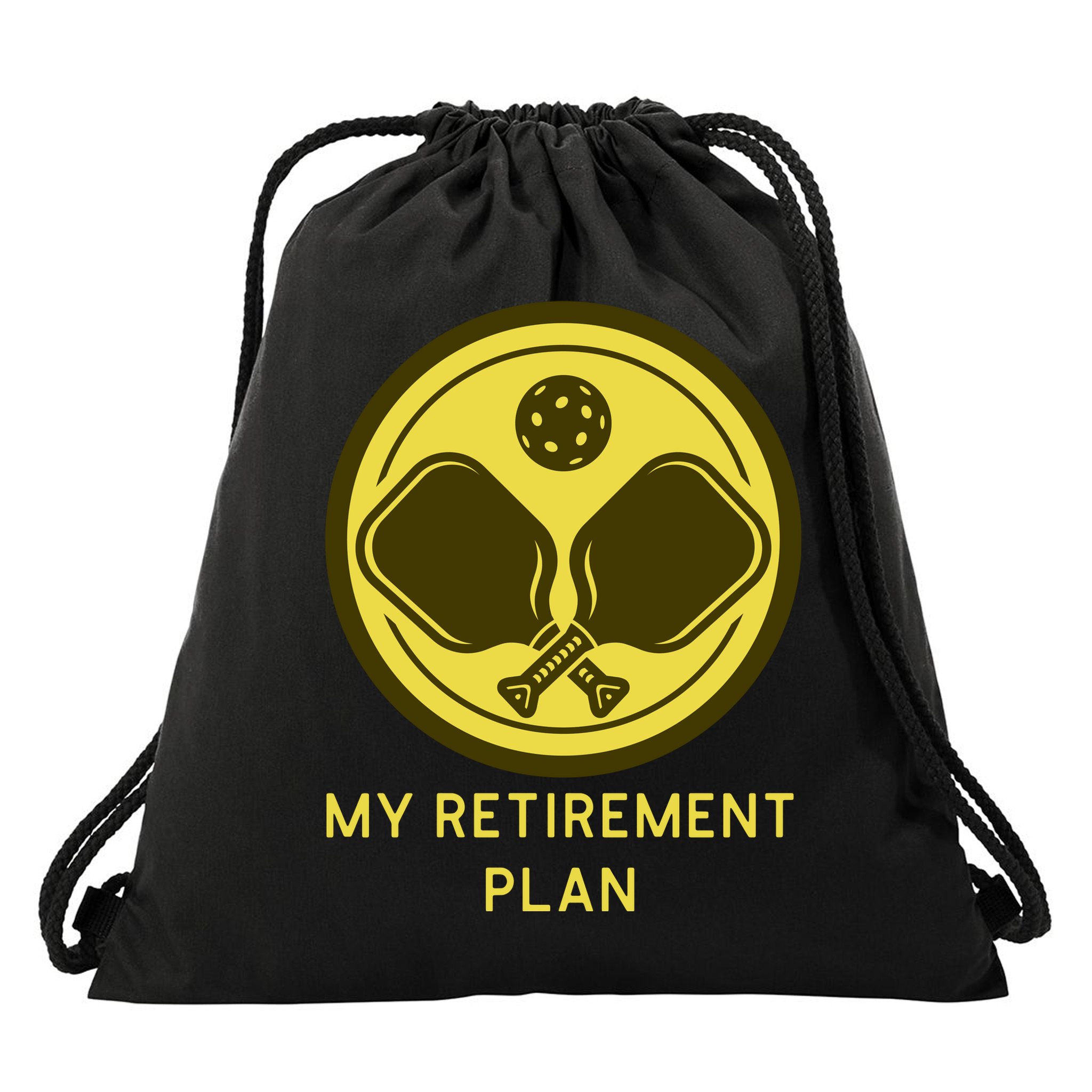 Funny Pickleball Retired Retirement Plan Drawstring Bag