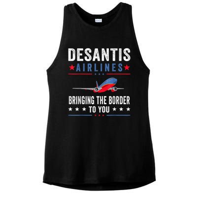 Funny Political Ron DeSantis Vintage DeSantis Airlines Ladies PosiCharge Tri-Blend Wicking Tank