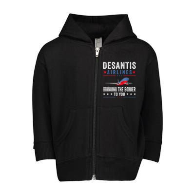 Funny Political Ron DeSantis Vintage DeSantis Airlines Toddler Zip Fleece Hoodie