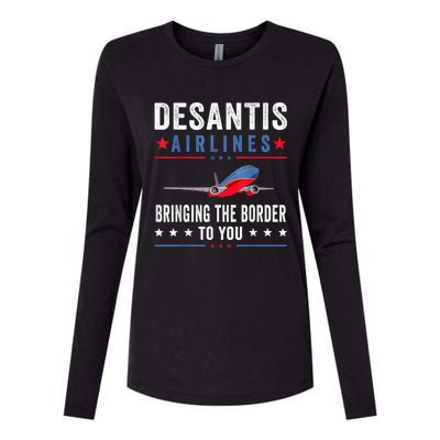 Funny Political Ron DeSantis Vintage DeSantis Airlines Womens Cotton Relaxed Long Sleeve T-Shirt