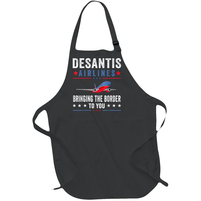 Funny Political Ron DeSantis Vintage DeSantis Airlines Full-Length Apron With Pockets