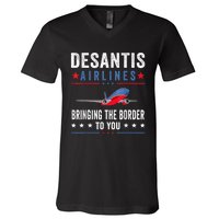 Funny Political Ron DeSantis Vintage DeSantis Airlines V-Neck T-Shirt