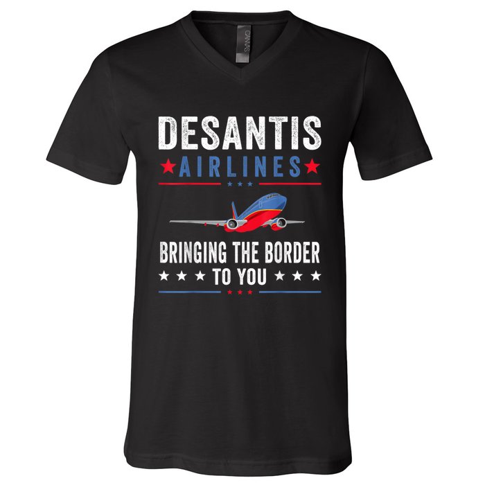 Funny Political Ron DeSantis Vintage DeSantis Airlines V-Neck T-Shirt