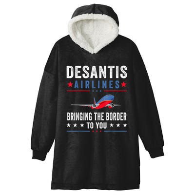 Funny Political Ron DeSantis Vintage DeSantis Airlines Hooded Wearable Blanket