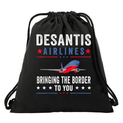 Funny Political Ron DeSantis Vintage DeSantis Airlines Drawstring Bag