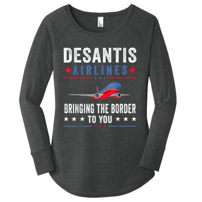 Funny Political Ron DeSantis Vintage DeSantis Airlines Women's Perfect Tri Tunic Long Sleeve Shirt