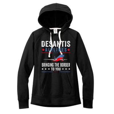 Funny Political Ron DeSantis Vintage DeSantis Airlines Women's Fleece Hoodie