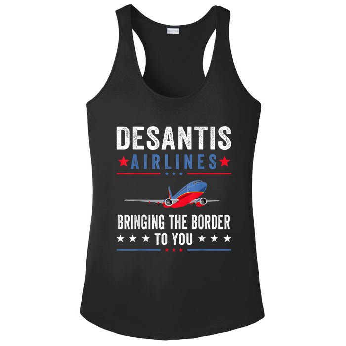 Funny Political Ron DeSantis Vintage DeSantis Airlines Ladies PosiCharge Competitor Racerback Tank