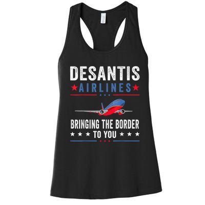 Funny Political Ron DeSantis Vintage DeSantis Airlines Women's Racerback Tank