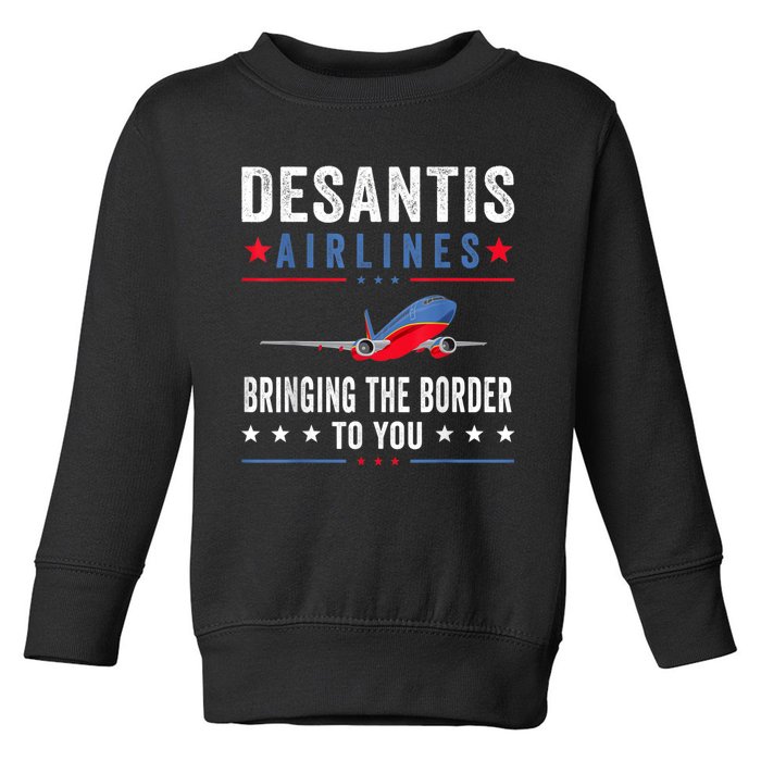 Funny Political Ron DeSantis Vintage DeSantis Airlines Toddler Sweatshirt