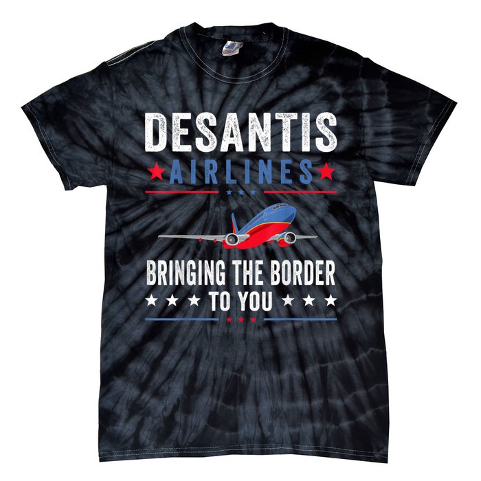 Funny Political Ron DeSantis Vintage DeSantis Airlines Tie-Dye T-Shirt