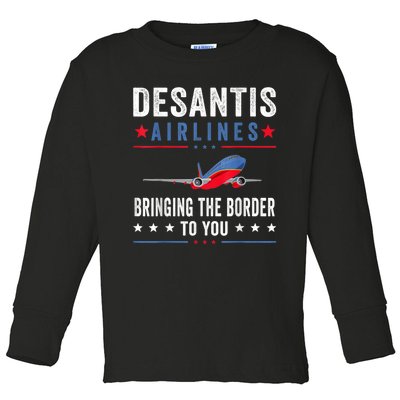 Funny Political Ron DeSantis Vintage DeSantis Airlines Toddler Long Sleeve Shirt