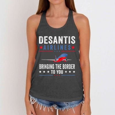 Funny Political Ron DeSantis Vintage DeSantis Airlines Women's Knotted Racerback Tank