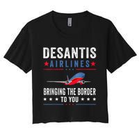 Funny Political Ron DeSantis Vintage DeSantis Airlines Women's Crop Top Tee