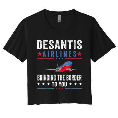 Funny Political Ron DeSantis Vintage DeSantis Airlines Women's Crop Top Tee