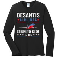 Funny Political Ron DeSantis Vintage DeSantis Airlines Ladies Long Sleeve Shirt