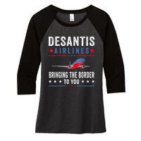 Funny Political Ron DeSantis Vintage DeSantis Airlines Women's Tri-Blend 3/4-Sleeve Raglan Shirt