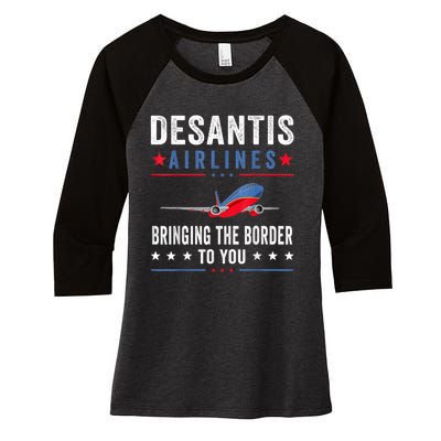 Funny Political Ron DeSantis Vintage DeSantis Airlines Women's Tri-Blend 3/4-Sleeve Raglan Shirt