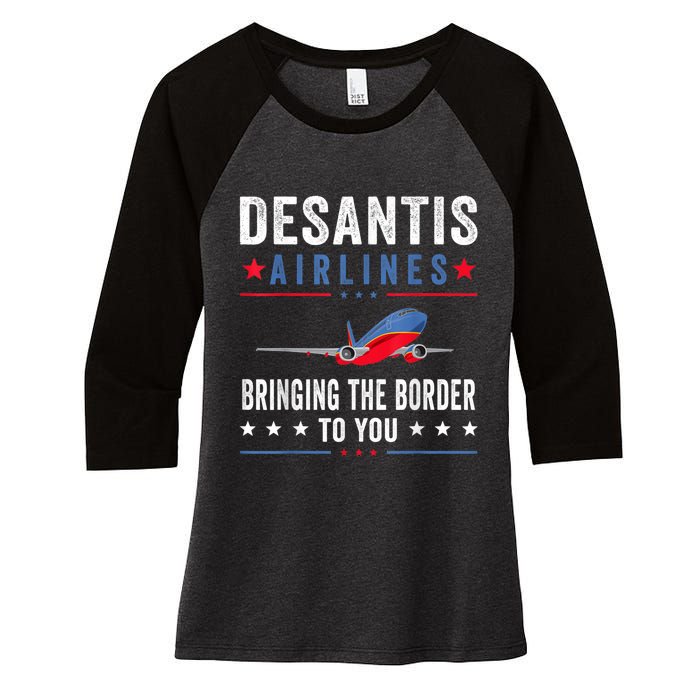 Funny Political Ron DeSantis Vintage DeSantis Airlines Women's Tri-Blend 3/4-Sleeve Raglan Shirt